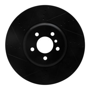 BMW 550I GT xDrive Brake Rotor (1) - Left Front - R1 Concepts - Drilled & Slotted - Black - `09-`17